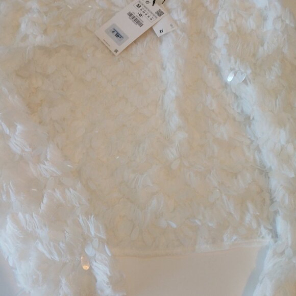 Zara White Sequence crop top - Picture 4 of 10